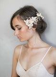 bridal hair comb, grey and blush bridal, bridal headpiece, headpiece, gold bridal hair accessory, wedding hair comb, twigs and honey