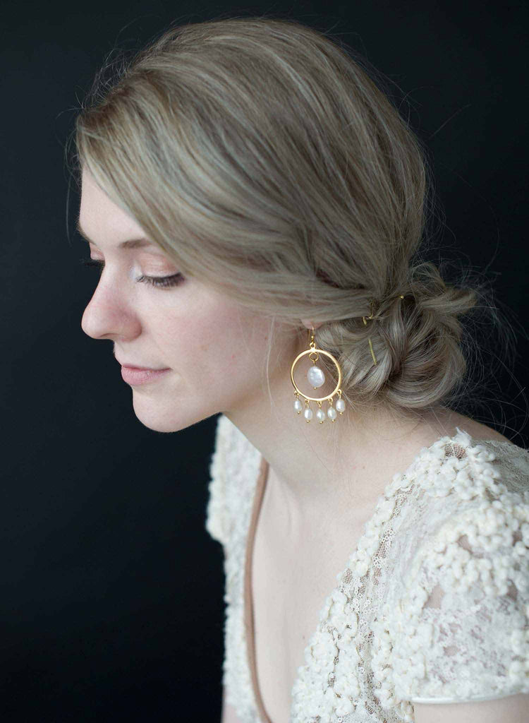 Festive pearl circle earrings - Style #9023