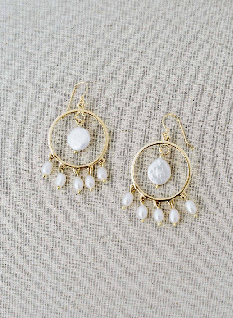 Festive pearl circle earrings - Style #9023