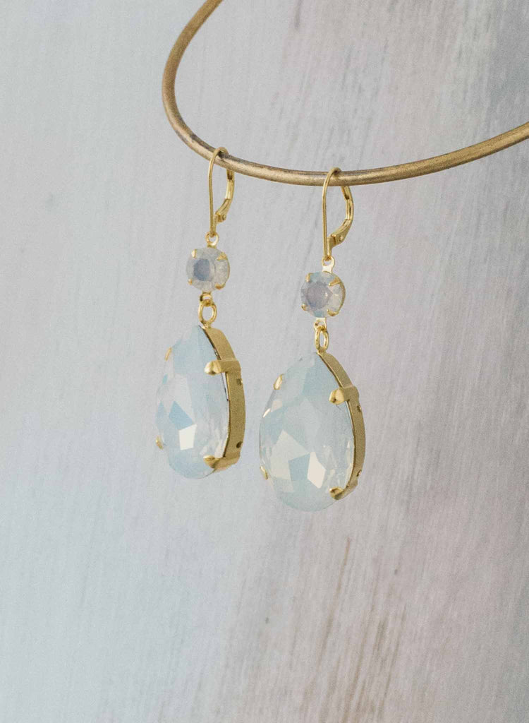 Simple oversized pear crystal earrings - Style #9024
