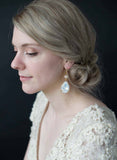 Simple oversized pear crystal earrings - Style #9024