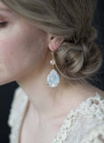 Simple oversized pear crystal earrings - Style #9024