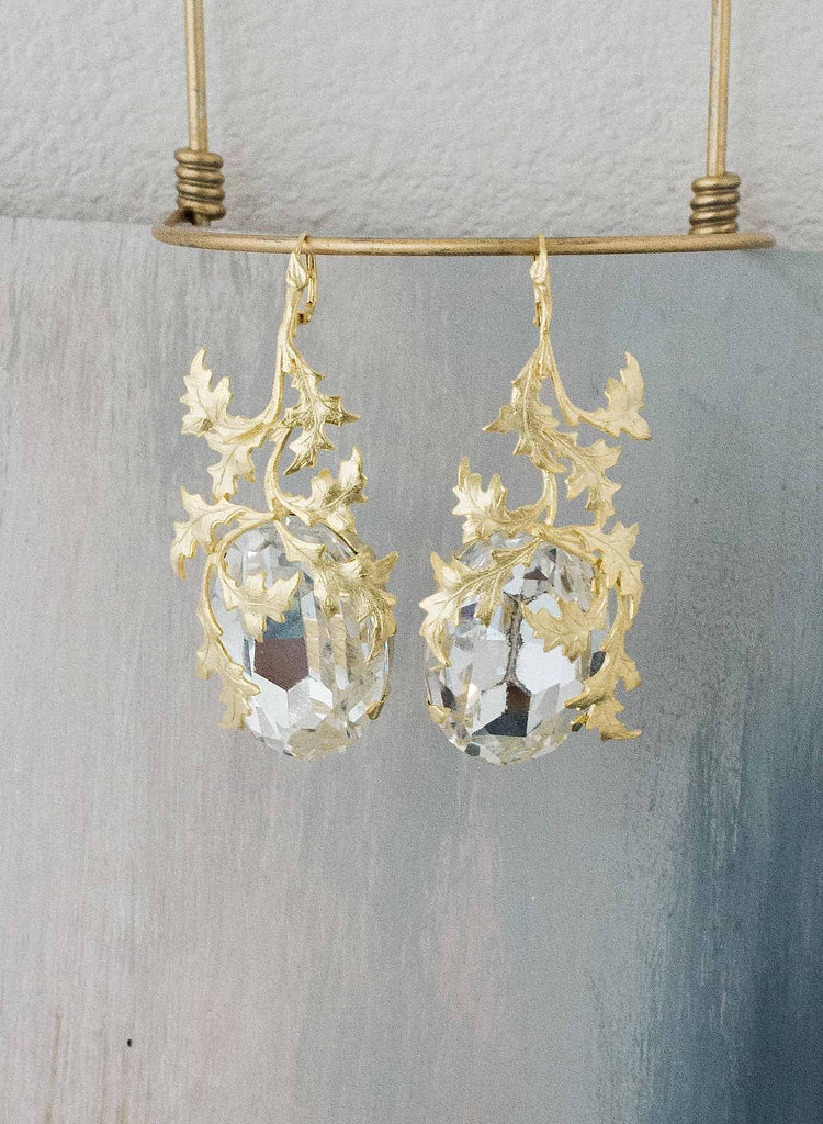 Enraptured crystal and gilded vine earrings  - Style #9027