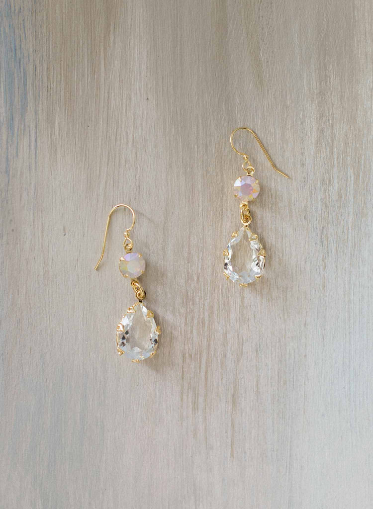 Classic pear crystal drop earrings - Style #9030