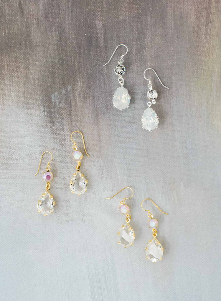 Classic pear crystal drop earrings - Style #9030