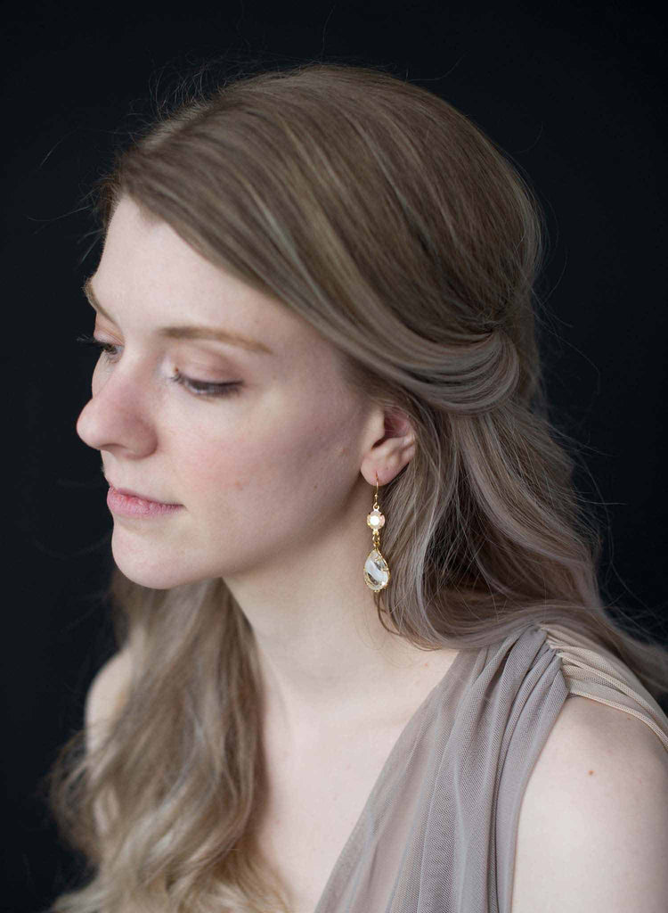Classic pear crystal drop earrings - Style #9030