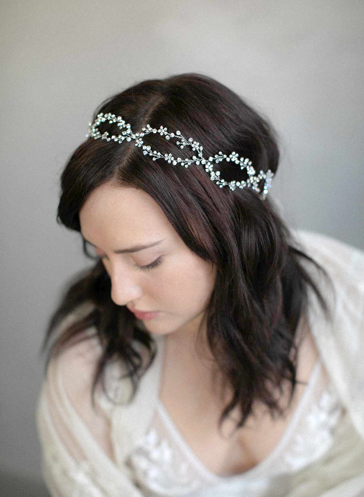 Denifery Silver Wedding Headband Green Crystal Hair Vine Rhinestone Headpieces C Crystal Bridal Hair Piece Crystal Wedding Hair Vine Wedding  main image 2