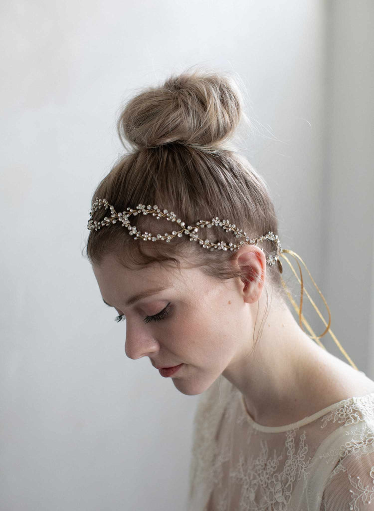 hair vine, bridal hair vine, headband, bridal headpiece, twigs and honey, crystal hair vine, bridal hair accessory