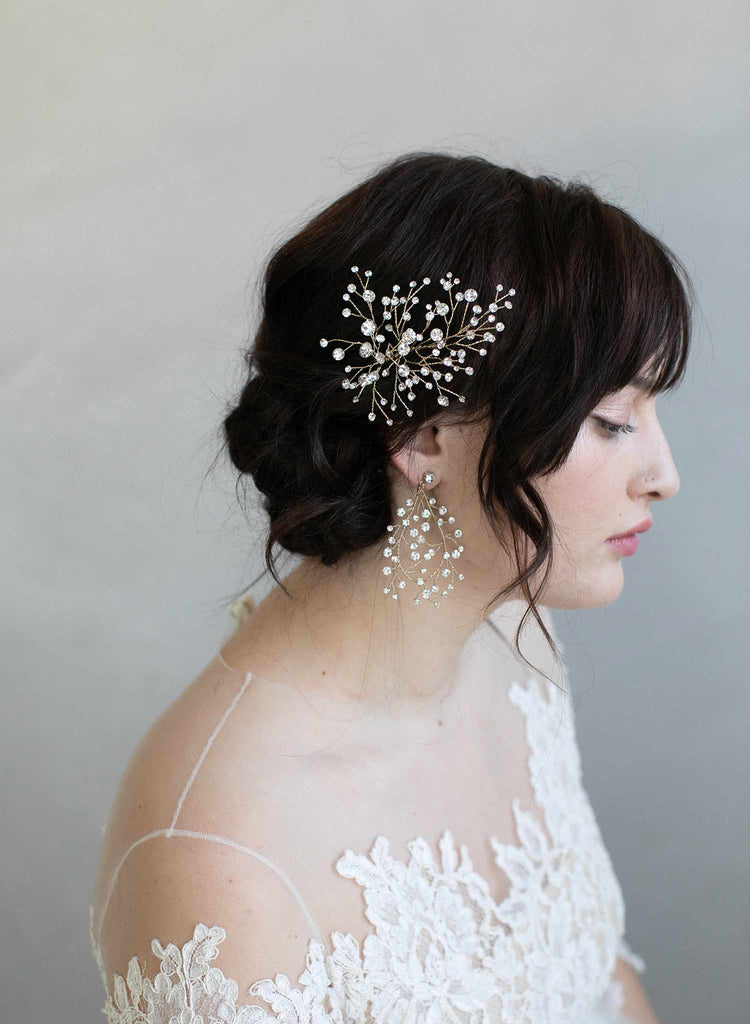 bridal earrings, earrings, bridal jewelry, jewelry, rhinestone earrings, crystal earrings, rhinestones, twigs and honey