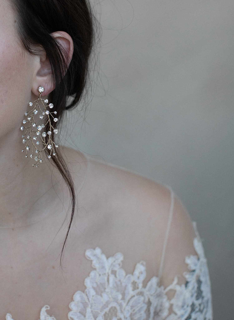 bridal earrings, earrings, bridal jewelry, jewelry, rhinestone earrings, crystal earrings, rhinestones, twigs and honey