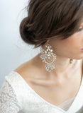 bridal earrings, earrings, bridal jewelry, jewelry accessories, crystal flower earrings, floral earrings, twigs and honey