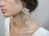 bridal earrings, earrings, bridal jewelry, jewelry accessories, crystal flower earrings, floral earrings, twigs and honey