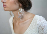 bridal earrings, earrings, bridal jewelry, jewelry accessories, crystal flower earrings, floral earrings, twigs and honey