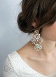 bridal earrings, earrings, bridal jewelry, jewelry accessories, crystal flower earrings, floral earrings, twigs and honey