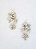 Regal gold flower and leaf chandelier earrings- Style #910