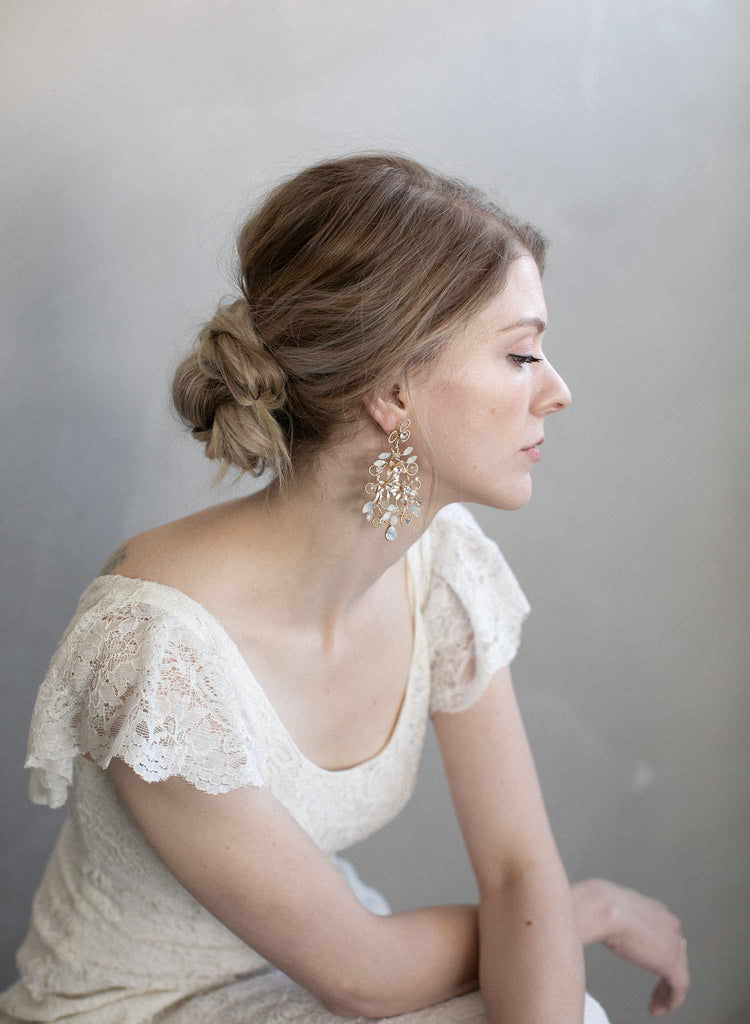 bridal earrings, earrings, bridal jewelry, jewelry accessories, blush earrings, twigs and honey