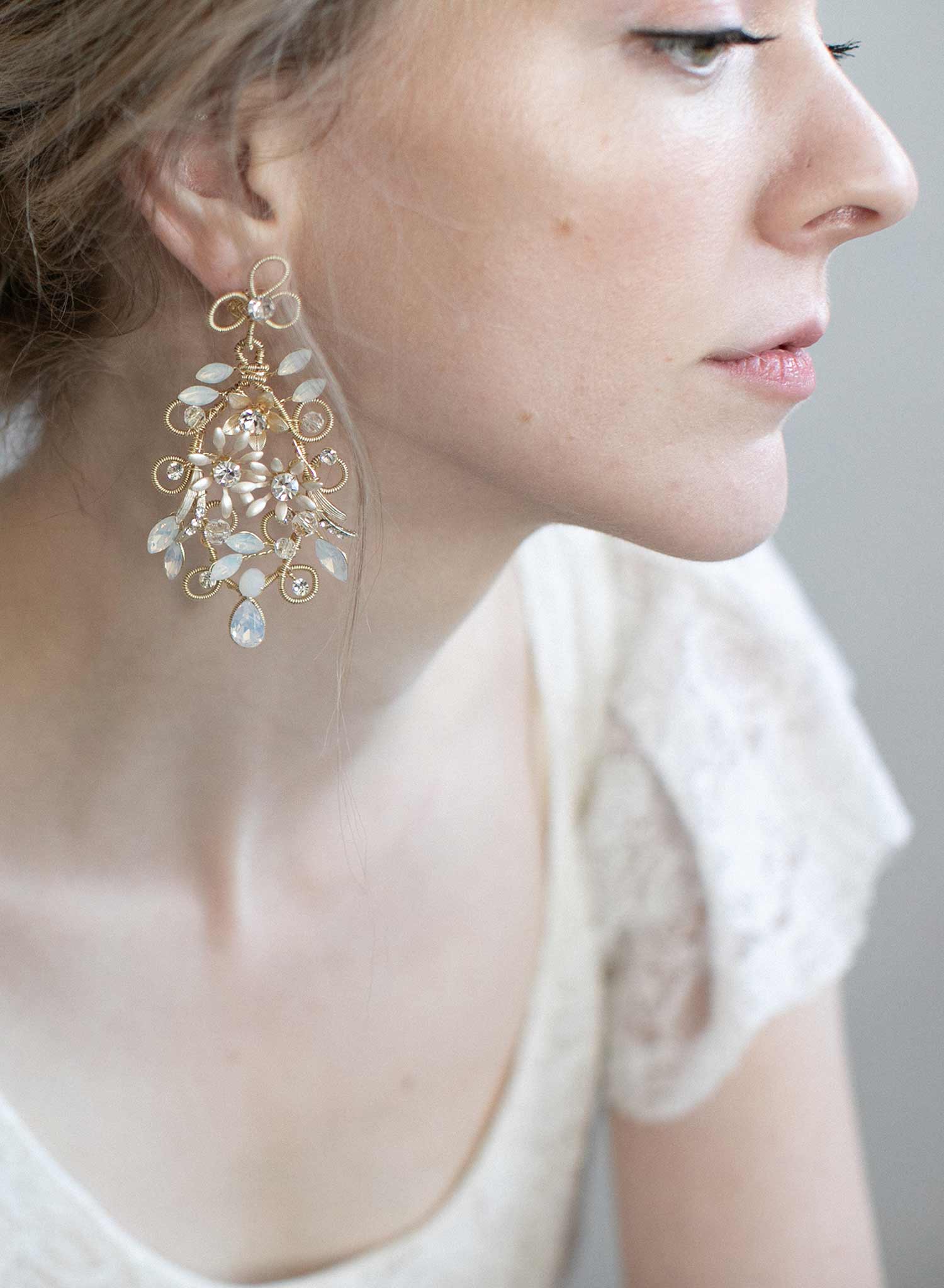 Gold bridal earrings chandelier shop