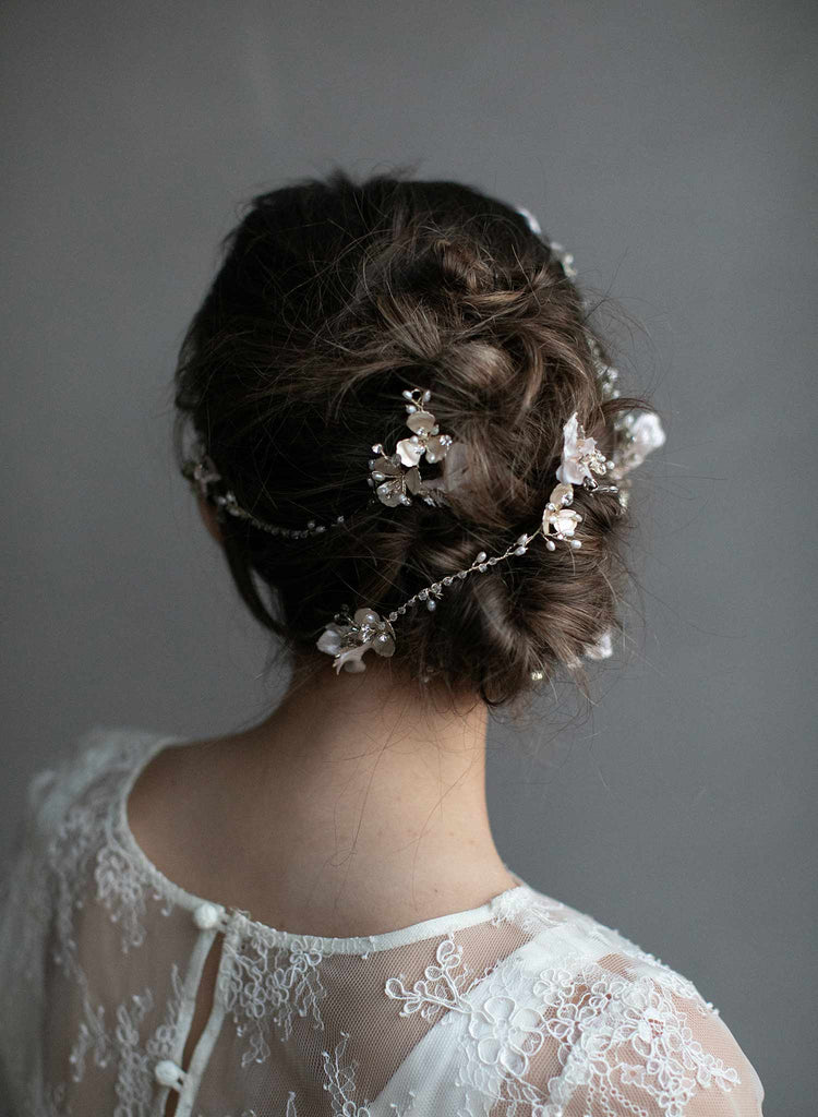 bridal hair vine, extra long hair vine, floral hair vine, bridal hair accessory, wedding hair, twigs and honey