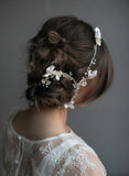 bridal hair vine, extra long hair vine, floral hair vine, bridal hair accessory, wedding hair, twigs and honey