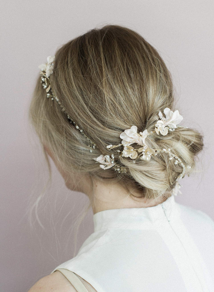 bridal hair vine, extra long hair vine, floral hair vine, bridal hair accessory, wedding hair, twigs and honey