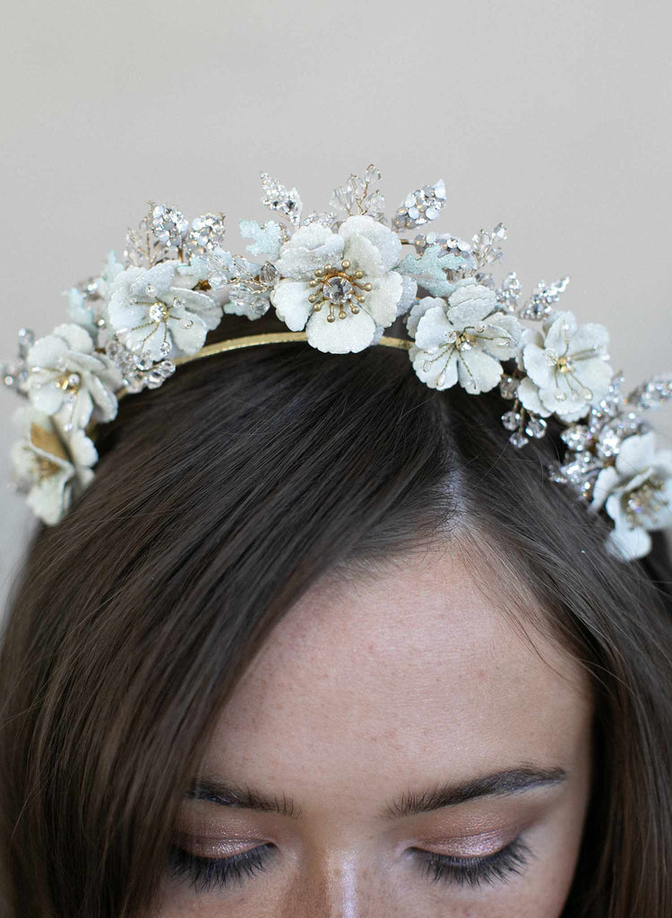 tiara, bridal tiara, floral tiara, bridal crown, crown, floral crown, twigs and honey, bridal headpiece