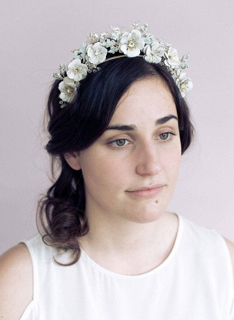 tiara, bridal tiara, floral tiara, bridal crown, crown, floral crown, twigs and honey, bridal headpiece