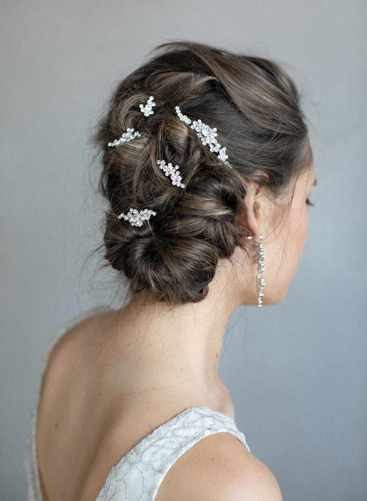 Bridal crystal comb and pin set of 5 - Champagne bubbles crystal hair ...