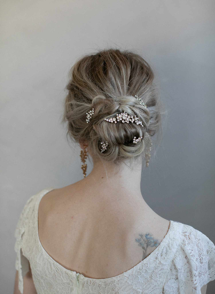 bridal hair pins set, hair pins, crystal hair pins, hair comb, bridal hair accessory, wedding accessory, twigs and honey, crystals