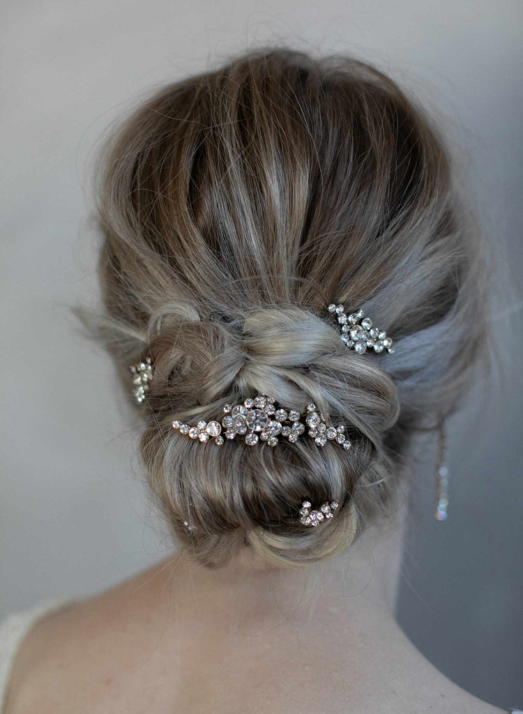 bridal hair pins set, hair pins, crystal hair pins, hair comb, bridal hair accessory, wedding accessory, twigs and honey, crystals