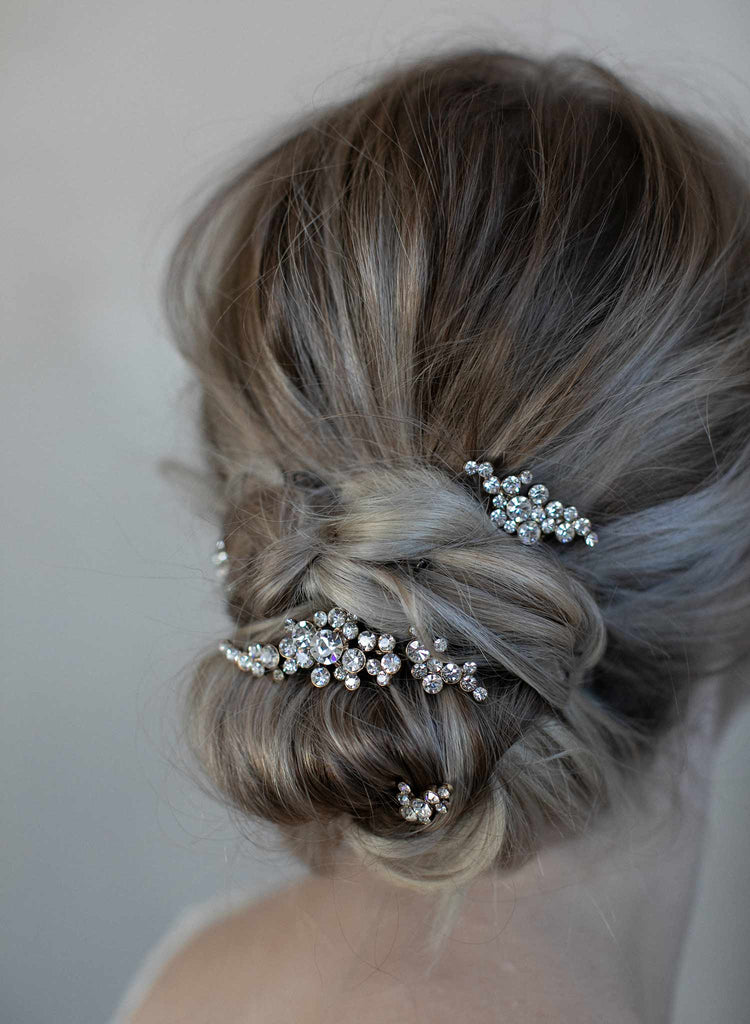 bridal hair pins set, hair pins, crystal hair pins, hair comb, bridal hair accessory, wedding accessory, twigs and honey, crystals