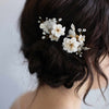 bridal hair pins, hair pin set, wedding hair pins, floral bridal pins, clay flowers, hair accessory, twigs and honey