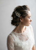 bridal headpiece, crystal encrusted, climbing headpiece, bridal hair accessory, floral bridal hair comb, twigs and honey