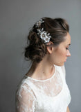 bridal headpiece, crystal encrusted, climbing headpiece, bridal hair accessory, floral bridal hair comb, twigs and honey