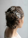 bridal headpiece, crystal encrusted, climbing headpiece, bridal hair accessory, floral bridal hair comb, twigs and honey