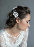 bridal headpiece, crystal encrusted, climbing headpiece, bridal hair accessory, floral bridal hair comb, twigs and honey