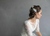 bridal headpiece, crystal encrusted, climbing headpiece, bridal hair accessory, floral bridal hair comb, twigs and honey