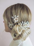 bridal headpiece, crystal encrusted, climbing headpiece, bridal hair accessory, floral bridal hair comb, twigs and honey