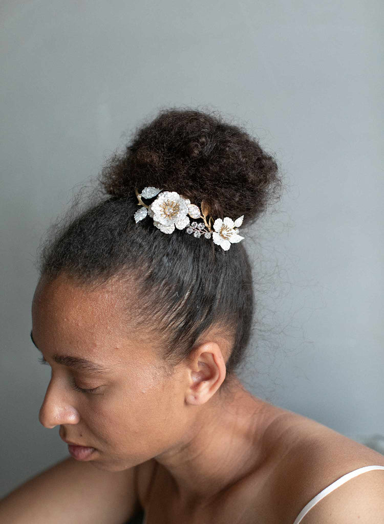 crystal encrusted headpiece, crystal bridal headpiece, bridal floral hair accessory, crystals, floral hair accessory, twigs and honey