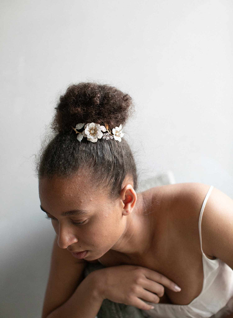 crystal encrusted headpiece, crystal bridal headpiece, bridal floral hair accessory, crystals, floral hair accessory, twigs and honey
