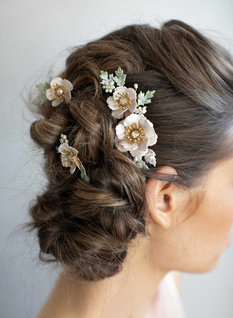 floral bridal headpiece, blush floral hair combs, bridal hair combs, hair pins, hair combs, bridal hair accessory, twigs and honey