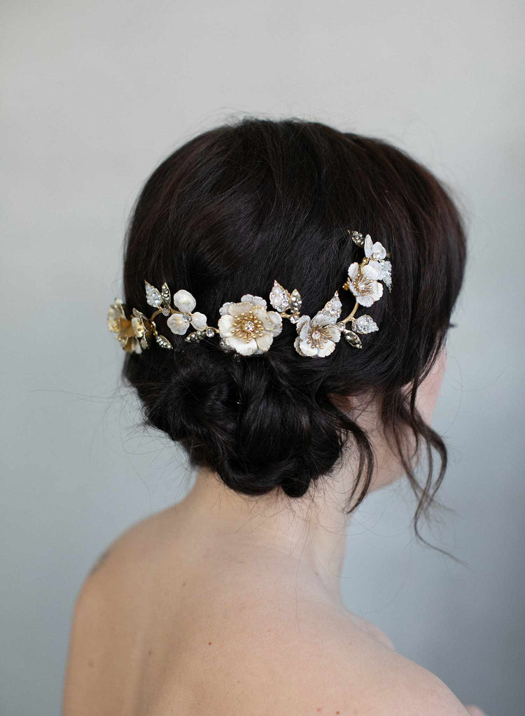 bridal headpiece, patina headpiece, crystals, twigs and honey, wedding headpiece, bridal hair accessory