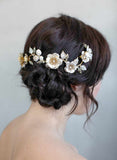 Patina and crystal encrusted climbing branch headpiece - Style #935