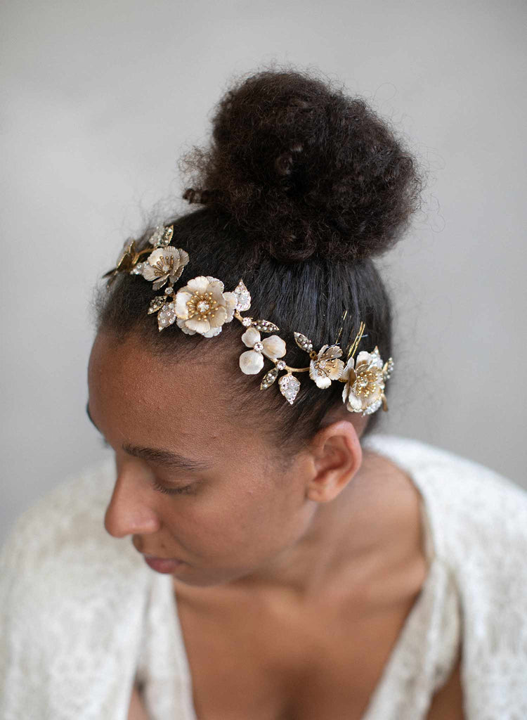 bridal headpiece, patina headpiece, crystals, twigs and honey, wedding headpiece, bridal hair accessory