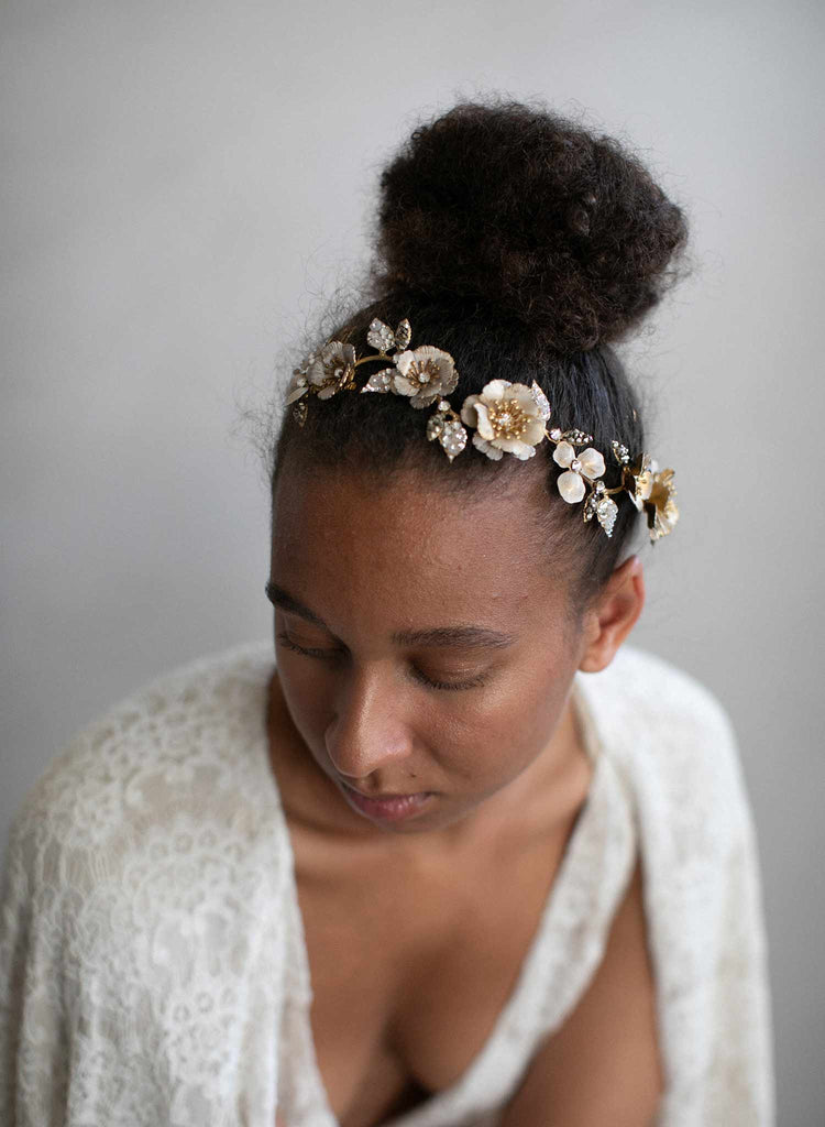 bridal headpiece, patina headpiece, crystals, twigs and honey, wedding headpiece, bridal hair accessory
