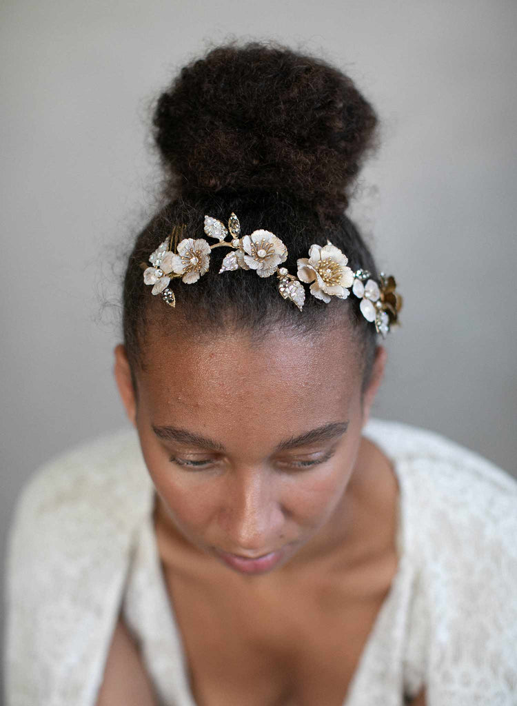 bridal headpiece, patina headpiece, crystals, twigs and honey, wedding headpiece, bridal hair accessory