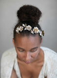 bridal headpiece, patina headpiece, crystals, twigs and honey, wedding headpiece, bridal hair accessory