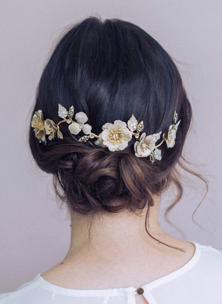 bridal headpiece, patina headpiece, crystals, twigs and honey, wedding headpiece, bridal hair accessory