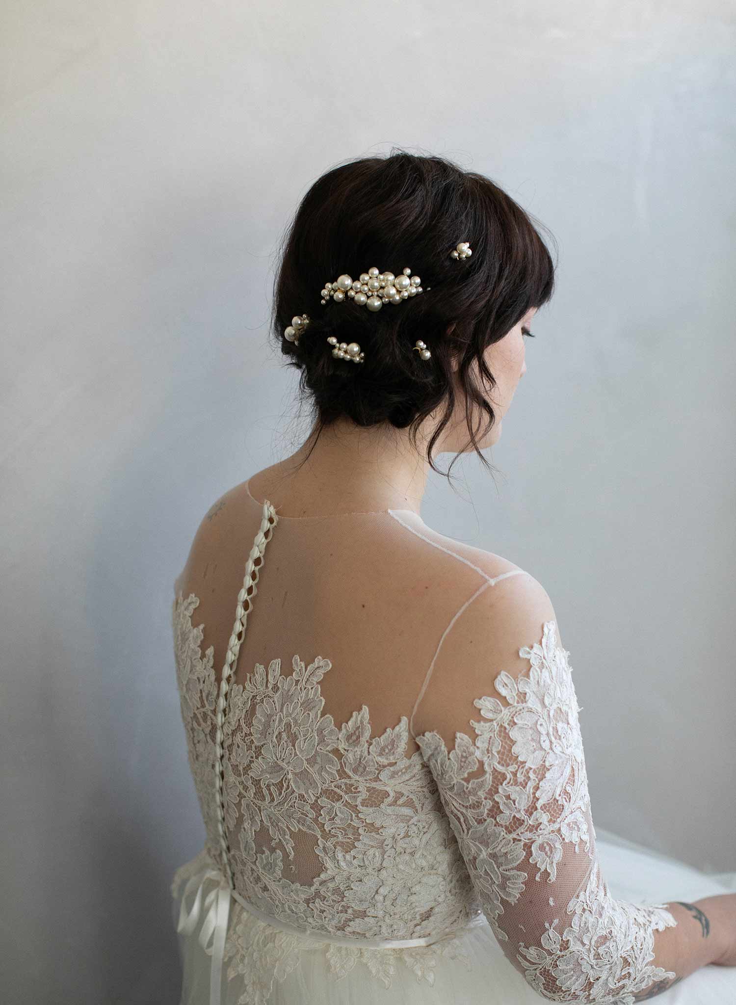bridal hair pin set, pearl hair pins, bridal pearl hair accessory, pearl wedding accessory, twigs and honey, pearls