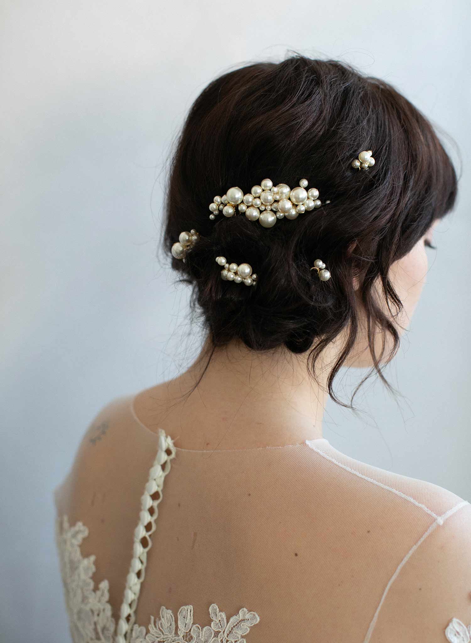 bridal hair pin set, pearl hair pins, bridal pearl hair accessory, pearl wedding accessory, twigs and honey, pearls