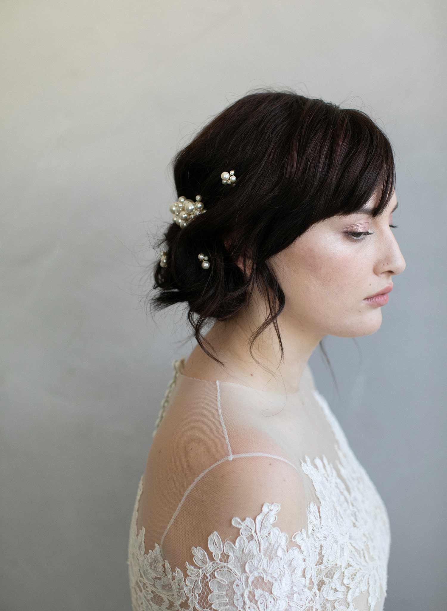 bridal hair pin set, pearl hair pins, bridal pearl hair accessory, pearl wedding accessory, twigs and honey, pearls
